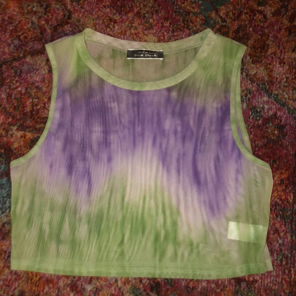 Colored Mesh Cropped Tank